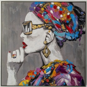 Oil Painting Romimex polystyrene Canvas Lady 100 x 100 x 4 cm by Romimex, Paintings - Ref: D1616657, Price: 155,11 €, Discoun...