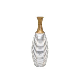 Floor vase Alexandra House Living White Golden Metal 20 x 62 x 20 cm by Alexandra House Living, Vases - Ref: D1616737, Price:...