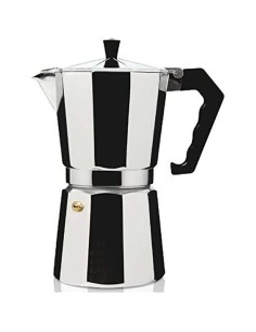 Cafetera Italiana Negro Plateado Acero 6 Tazas | Tienda24 Tienda24.eu