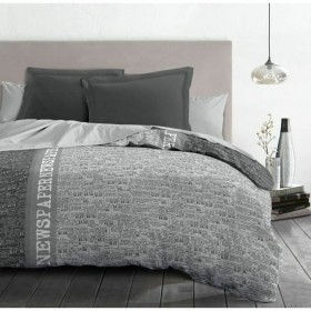 Housse de Couette HOME LINGE PASSION NEWSPAPER Gris 220 x 240 cm de HOME LINGE PASSION, Couettes et housses de couette - Réf ...