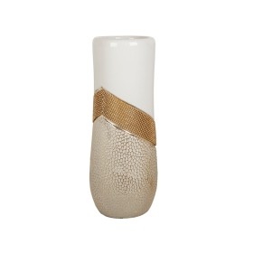 Vase Romimex Blanc Doré Céramique 15 x 38 x 15 cm de Romimex, Vases - Réf : D1616813, Prix : 51,34 €, Remise : %