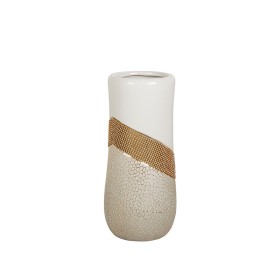 Blumenvase Romimex Weiß Gold aus Keramik 14 x 30 x 14 cm von Romimex, Vasen - Ref: D1616814, Preis: 31,71 €, Rabatt: %