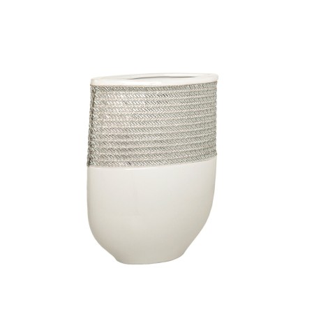 Vaso Romimex Bianco Argentato Ceramica 21 x 28 x 9 cm di Romimex, Vasi - Rif: D1616821, Prezzo: 59,57 €, Sconto: %