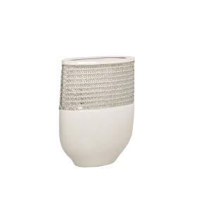 Vase Romimex Blanc Argenté Céramique 18 x 25 x 9 cm de Romimex, Vases - Réf : D1616822, Prix : 50,34 €, Remise : %