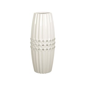 Blumenvase Romimex Weiß Silberfarben aus Keramik 13 x 32 x 13 cm von Romimex, Vasen - Ref: D1616833, Preis: 48,25 €, Rabatt: %