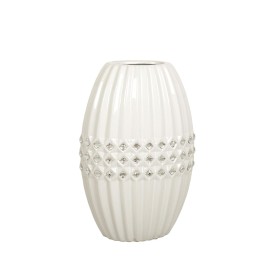 Vase Romimex Blanc Argenté Céramique 19 x 29 x 13 cm de Romimex, Vases - Réf : D1616835, Prix : 59,58 €, Remise : %