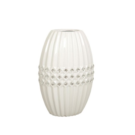 Vaso Romimex Bianco Argentato Ceramica 19 x 29 x 13 cm di Romimex, Vasi - Rif: D1616835, Prezzo: 59,58 €, Sconto: %