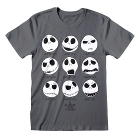 Camiseta de Manga Corta Unisex The Nightmare Before Christmas Many Faces Gris oscuro de The Nightmare Before Christmas, Camis...