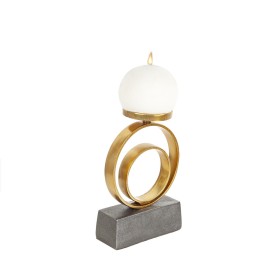 Candleholder Romimex Black Golden Aluminium 16 x 23 x 7 cm Circle by Romimex, Candelabras and candle holders - Ref: D1617137,...