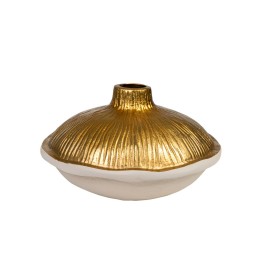 Blumenvase Romimex Weiß/Golden Aluminium 24 x 15 x 24 cm von Romimex, Vasen - Ref: D1617165, Preis: 67,78 €, Rabatt: %