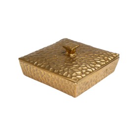 Decorative box Romimex Golden Aluminium Hammered 18 x 9 x 18 cm by Romimex, Boxes - Ref: D1617167, Price: 62,67 €, Discount: %