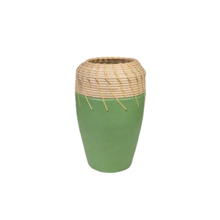 Vaso Romimex Verde Naturale Ceramica Rattan 20 x 30 x 20 cm di Romimex, Vasi - Rif: D1617223, Prezzo: 74,98 €, Sconto: %