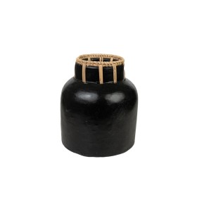 Florero Romimex Negro Natural Cerámica Ratán 8 x 20 x 18 cm de Romimex, Jarrones - Ref: D1617224, Precio: 60,60 €, Descuento: %