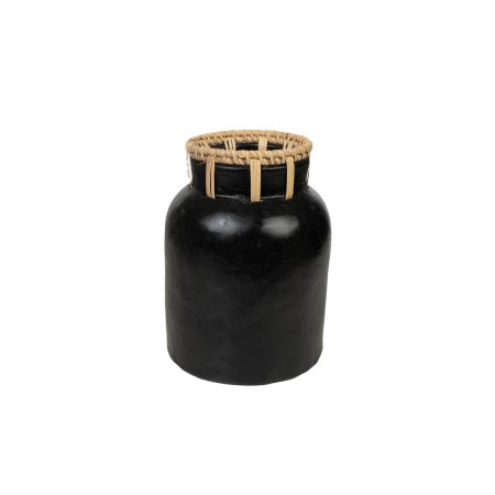 Vaso Romimex Preto Natural Cerâmica Rotim 15 x 17 x 15 cm de Romimex, Jarrões - Ref: D1617225, Preço: 55,45 €, Desconto: %