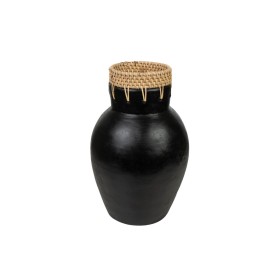 Vase Romimex Noir Naturel Céramique Rotin 16 x 30 x 16 cm de Romimex, Vases - Réf : D1617226, Prix : 64,71 €, Remise : %