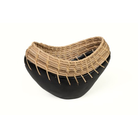 Vase Romimex Black Natural Ceramic Rattan 12 x 15 x 25 cm by Romimex, Vases - Ref: D1617227, Price: 62,64 €, Discount: %