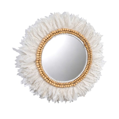 Miroir mural Romimex Blanc Plumes 50 x 3 x 50 cm Rond de Romimex, Miroirs muraux - Réf : D1617259, Prix : 93,47 €, Remise : %