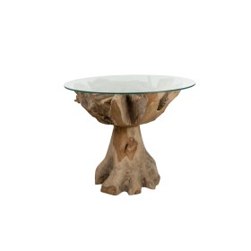 Side table Romimex Natural Glass Teak 80 x 75 x 80 cm by Romimex, Tables - Ref: D1617263, Price: 1,00 €, Discount: %