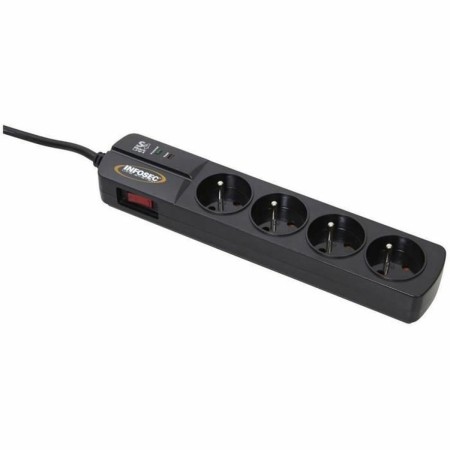 Rallonge 4 prises Schuko avec interrupteur INFOSEC S4 Black Line II Noir | Tienda24 - Global Online Shop Tienda24.eu