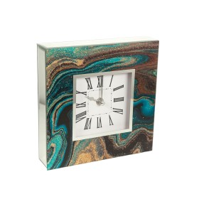 Orologio da Tavolo Romimex Azzurro Dorato Vetro 20 x 20 x 5 cm di Romimex, Orologi da scrivania e da scaffale - Rif: D1617327...