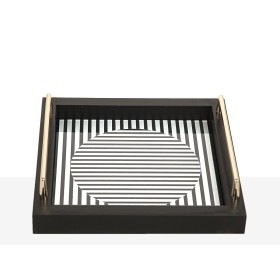 Plateau Romimex Blanc Noir verre 27 x 6 x 27 cm de Romimex, Plats et plateaux - Réf : D1617331, Prix : 51,34 €, Remise : %