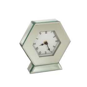 Table clock Romimex Silver Glass 18 x 19 x 6 cm by Romimex, Desk & Shelf Clocks - Ref: D1617343, Price: 45,33 €, Discount: %