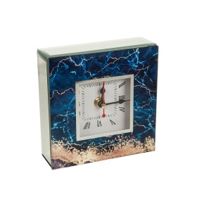 Reloj de Mesa Romimex Azul Dorado Vidrio 14 x 14 x 5 cm de Romimex, Relojes de escritorio - Ref: D1617345, Precio: 15,89 €, D...