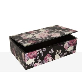 Decorative box Romimex Black Pink Black/Pink Glass Flowers 21 x 7 x 13 cm by Romimex, Boxes - Ref: D1617346, Price: 18,34 €, ...