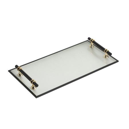 Tray Romimex Transparent Golden Metal Glass 40 x 4 x 20 cm by Romimex, Plates and dishes - Ref: D1617357, Price: 33,28 €, Dis...