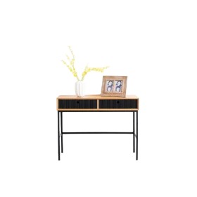 Consola Romimex Preto Natural Metal Madeira MDF 107 x 47 x 28 cm de Romimex, Jogos de móveis - Ref: D1617362, Preço: 542,81 €...