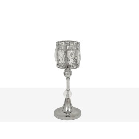 Candleholder Romimex Silver Metal Glass 12 x 28 x 12 cm Wineglass by Romimex, Candelabras and candle holders - Ref: D1617490,...