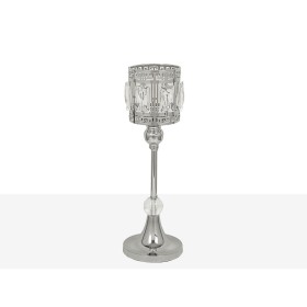 Candleholder Romimex Silver Metal Glass 12 x 32 x 12 cm Wineglass by Romimex, Candelabras and candle holders - Ref: D1617491,...