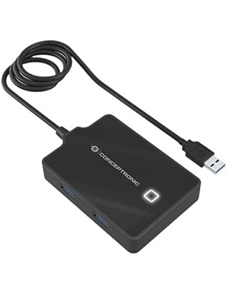 Hub USB Conceptronic HUBBIES11BP Schwarz | Tienda24 Tienda24.eu