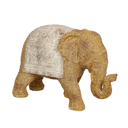 Decorative Figure Romimex Beige Rattan Polyresin Elephant 29 x 20 x 12 cm by Romimex, Collectables - Ref: D1617807, Price: 30...