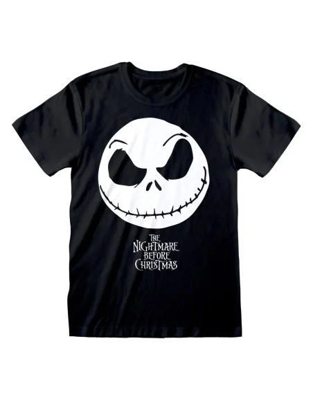 Camiseta de Manga Corta The Nightmare Before Christmas Jack Face Negro Unisex | Tienda24 Tienda24.eu