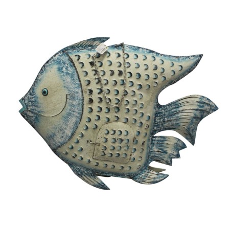 Decorazione da Parete Romimex Azzurro Bianco Dorato Metallo Pesce 107 x 83 x 15 cm di Romimex, Sculture - Rif: D1617997, Prez...