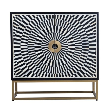 Credenza Romimex Bianco Nero Dorato Metallo Osso Legno di acacia 80 x 80 x 40 cm di Romimex, Credenze e buffet - Rif: D161801...