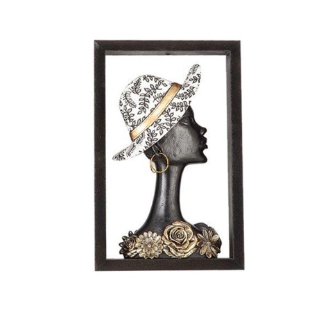 Bust Romimex Brown Resin Lady Hat 20 x 32 x 6 cm With frame by Romimex, Sculptures - Ref: D1618092, Price: 49,30 €, Discount: %