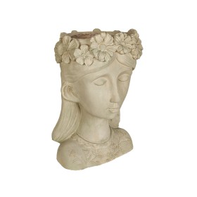 Macetero Romimex Gris Resina Flores Busto 28 x 43 x 24 cm de Romimex, Maceteros - Ref: D1618133, Precio: 60,58 €, Descuento: %