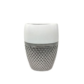 Vase Romimex Blanc Argenté Céramique 15 x 24 x 9 cm de Romimex, Vases - Réf : D1618221, Prix : 20,97 €, Remise : %