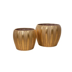 Set of Planters Romimex Golden Metal (2 Pieces) by Romimex, Cachepots - Ref: D1618281, Price: 141,74 €, Discount: %