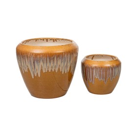 Set of Planters Romimex Yellow Porcelain (2 Pieces) by Romimex, Cachepots - Ref: D1618302, Price: 156,45 €, Discount: %