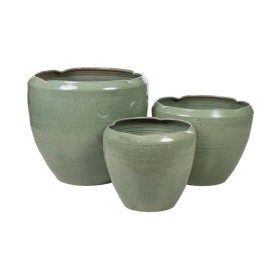 Set of Planters Romimex Green Porcelain (3 Pieces) by Romimex, Cachepots - Ref: D1618318, Price: 299,96 €, Discount: %