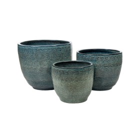 Set of Planters Romimex Blue Porcelain (3 Pieces) by Romimex, Cachepots - Ref: D1618319, Price: 348,18 €, Discount: %