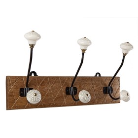 Wall mounted coat hanger Romimex Natural Wood Metal Ceramic 41 x 21 x 13 cm by Romimex, Wall Coat Racks - Ref: D1618337, Pric...