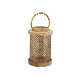 Lantern Romimex Brown Golden Wood Metal 17 x 27 x 17 cm by Romimex, Candelabras and candle holders - Ref: D1618358, Price: 59...