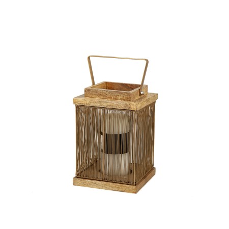 Lantern Romimex Brown Golden Wood Metal 15 x 22 x 15 cm by Romimex, Candelabras and candle holders - Ref: D1618365, Price: 52...