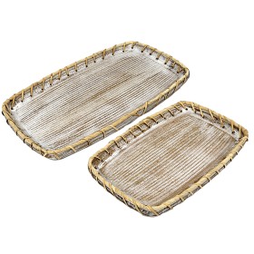 Set of trays Romimex Natural Wood 2 Pieces by Romimex, Plates and dishes - Ref: D1618383, Price: 79,10 €, Discount: %