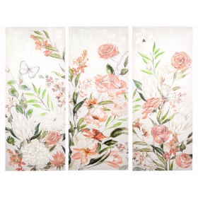 Jeu de 3 tableaux Romimex Rose Toile 165 x 155 x 3 cm de Romimex, Peintures - Réf : D1618410, Prix : 173,76 €, Remise : %