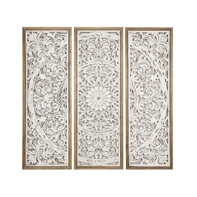 Set of 3 pictures Romimex White Natural MDF Wood 30 x 90 x 4 cm by Romimex, Paintings - Ref: D1618533, Price: 262,97 €, Disco...